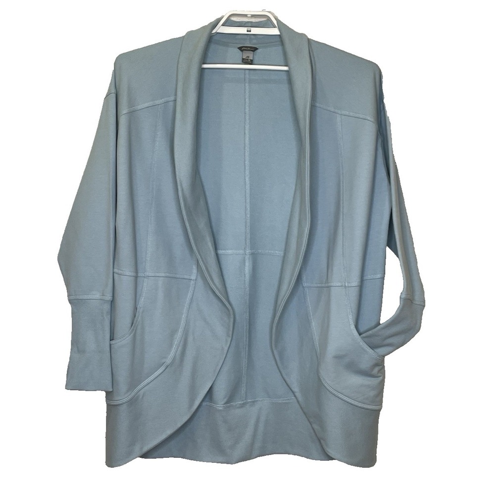Eddie‎ Bauer Cardigan Tunic Sweatshirt Womens Size XL Blue Long Sleeve Pockets